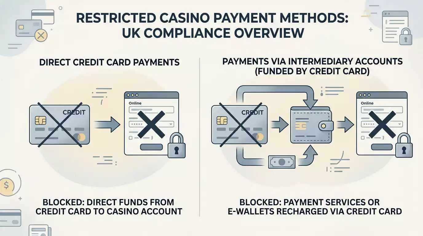 Diagram of blocked credit card and e-wallet deposit routes