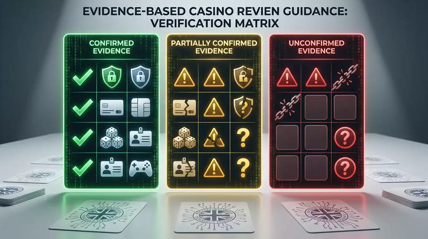 Matrix of verified, partially verified and unverified FatBet UK facts